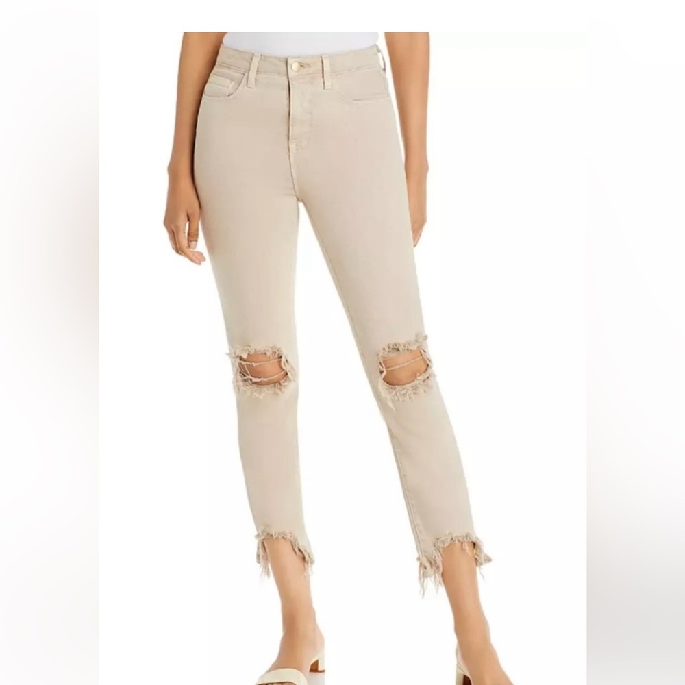 L’Agence High Rise Distressed Beige Jeans size 31